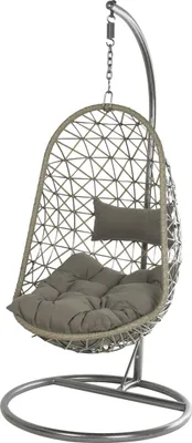 Produktbild von Hängesessel BOLOGNA, grau, wetterfest, pulverbeschichtet, 120kg Belastbarkeit, inkl. Kissen