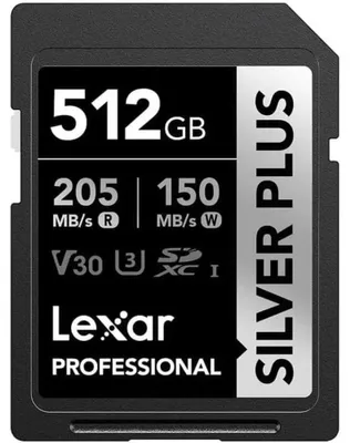 Immagine prodotto di Scheda SD LEXAR Silver Plus UHS-1 da 512 GB V30 R205/W150