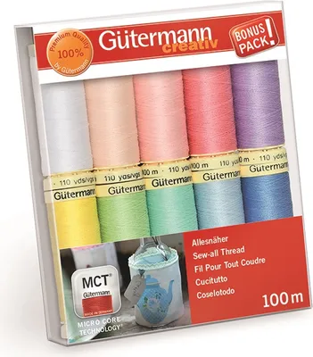 Immagine prodotto di gütermann 734006-2 Set di filati per cucire Gütermann "colori pastello", 10 rocchetti