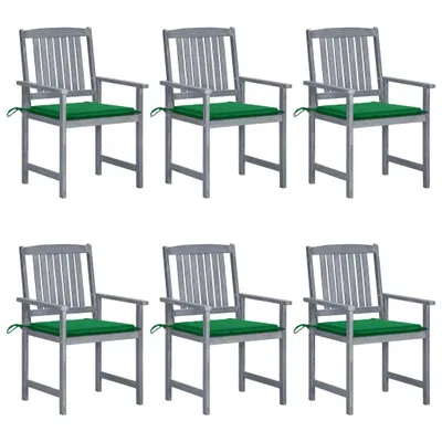 Produktbild von Gartenstühle mit Kissen 6 Stk. Massivholz Akazie Grau