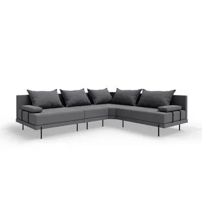 Zdjęcie produktu dla TRADA sofa ogrodowa zestaw wypoczynkowy Bahama M ciemnoszary zestaw mebli ogrodowych wodoodporna tkanina prawy kształt L