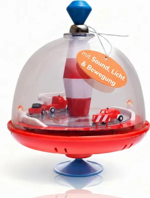 Produktbild von Brummkreisel mit Feuerwehr-Motiv - Interaktiver Panoramakreisel mit Sirenengeräuschen und beweglichen Elementen für Kinder ab 18 Monaten