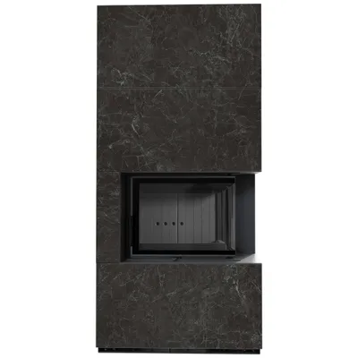 Produktbild von Kaminbausatz KRATKI FLOKI BOX rechts 8 kW Ø 160 Quarzsinter NATURALI NERO GRECO schwarz Verkleidung
