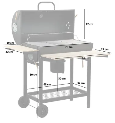 Immagine prodotto di Carrello per barbecue a carbonella BBQ-Toro | Ø 42 x (L) 80 cm | Affumicatore a carbonella premium su ruote