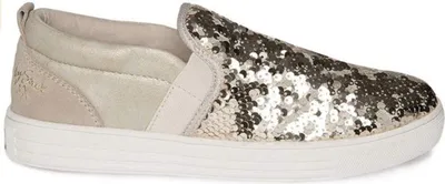 Produktbild von SOCCX Damen beige Leder Pailletten Slip-on leichte Schuhe 37