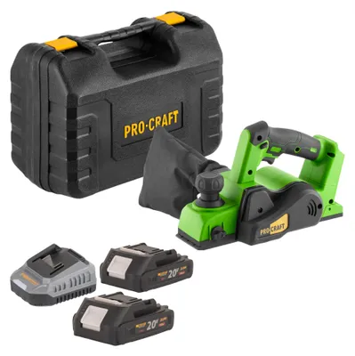 Image de Procraft PE20BLbb Rabot sans fil 20 V 82 mm Brushless + 2x batterie 2,0 Ah + chargeur + coffret