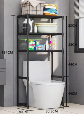 Zdjęcie produktu dla Półka Nad Wc Stojak Do Łazienki Szafka Czarna