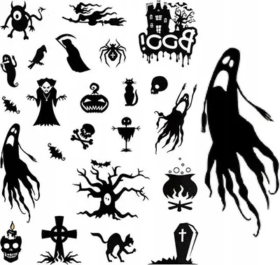 Zdjęcie produktu dla DpCraft czarno-białe tatuaże dla dzieci na Halloween 23 sztuki