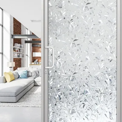 Produktbild von Fiqops Sichtschutzfolie 3D Fensterfolie Selbstklebend Spiegelfolie Sonnenschutzfolie Blumen 90*200cm