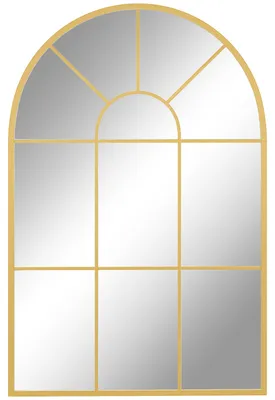 Immagine prodotto di Specchio da parete - Specchio per finestre - 91 x 60 cm - Cornice in metallo - Decorativo - Da appendere - Oro