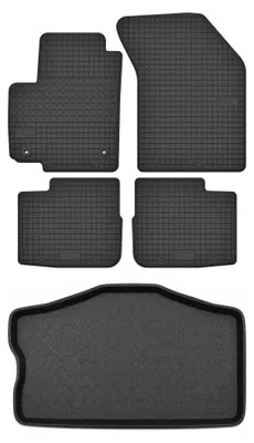 Image de Tapis en caoutchouc + bac de coffre pour Suzuki Swift IV 2005-2008 (hayon, 5 portes) – 5 pièces, noirs, sur mesure