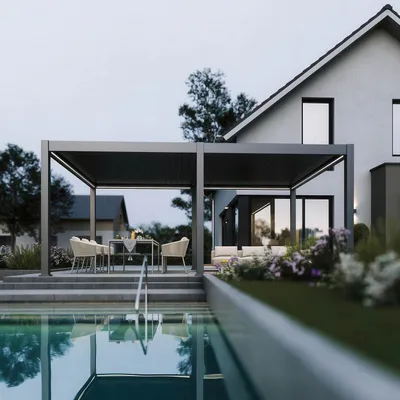 Produktbild von Gutroof Pergola "Deluxe Pro" 4x6m Elektrisch, Aluminium, Motorisiert, LED-Beleuchtung Anthrazit