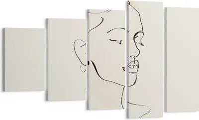 Produktbild von Bild auf Leinwand - Leinwandbild - 5 Teile - Frau Zeichnung Linie - 100x60cm - Wand Bild - Wanddeko - Wandbilder - Leinwanddruck - Bilder - Wanddekoration - Leinwand bilder - Wandbild - EG100x60-5046