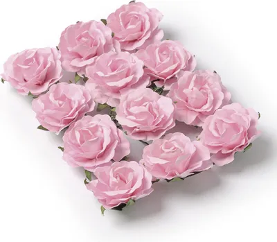 Produktbild von 12 Deko Rosen Rosa Steckrosen Papier - Einheitsgröße
