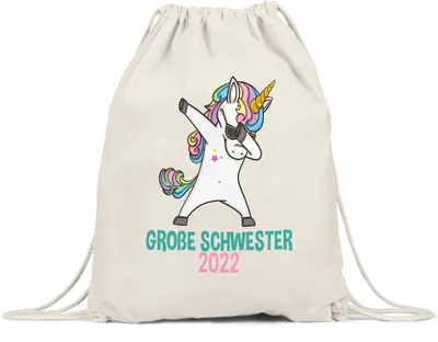 Produktbild von Große Schwester 2022 Turnbeutel Gymsack Einhorn Dab Schwangerschaft Verkündung Geburt Big Sister Geschenk Ankündigung