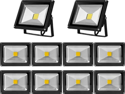 Immagine prodotto di Greenmigo 10x 20W Proiettore LED da giardino, luce bianco freddo, con corpo in alluminio nero, impermeabile IP65, 85-265 V