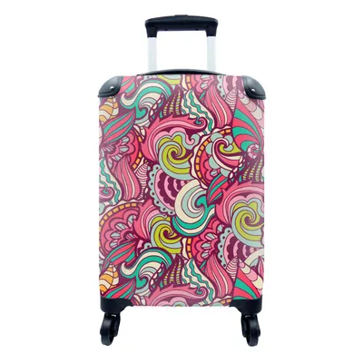 Produktbild von MuchoWow® Koffer Handgepäck Trolley Rollkoffer Kleine Reisekoffer mit 4 Rollen - Blumen - Blätter - Regenbogen - Design - Cabin Size < 55x40x23 cm & 55x40x20 cm - Fotokoffer - Kabinenkoffer - Boardgepäck - Reise-Box - Reisekoffer - Reisegepäck - Koffer mit Bild - Trolley für Kinder