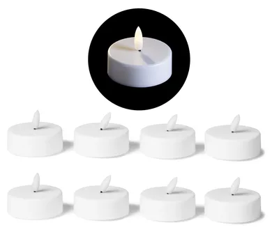 Produktbild von 8x Teelichter mit Timer - Warmweiß LED Teelicht mit Flamme flackernd 3D - 5,8cm Durchmesser für Batterie CR2032 - Teelichter groß LED Kerzen - Teelichter LED für Kerzenpick auf Adventskranz