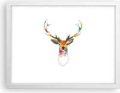 Produktbild von Gerahmtes Poster - Weißer Rahmen - Deer fantasie Graffiti Grafik - 40x30 cm - Wand Bild - Wanddeko - Wandbilder - Wandposter - Bilderrahmen - Bilder - Kunstdruck - Wandbild - P2WAA40x30-3161