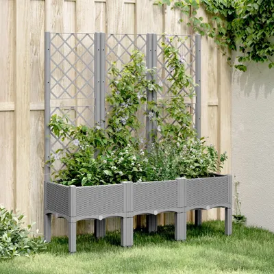 Immagine prodotto di Maison Exclusive - Fioriera con griglia rampicante Grigio chiaro 120x40x142 cm PP
