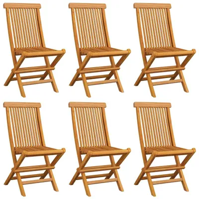 Produktbild von Gartenstühle mit Grauen Kissen 6 Stk. Massivholz Teak , Gartenstühle Design 2024