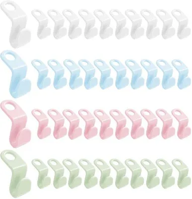 Image de Lot de 40 cintres peu encombrants avec crochets, multicolores