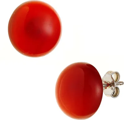 Produktbild von 12mm Ohrstecker Ohrringe 925 Silber rote Carneole Karneol rund Damen