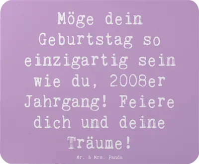 Produktbild von Mr. & Mrs. Panda Mousepad Spruch 2008 Geburtstag Einzigartig - Lavendeltraum - Geschenk, feiern, Geburtstagsgeschenk, liebevoll, Mauspad, computer, pc, Happy Birthday