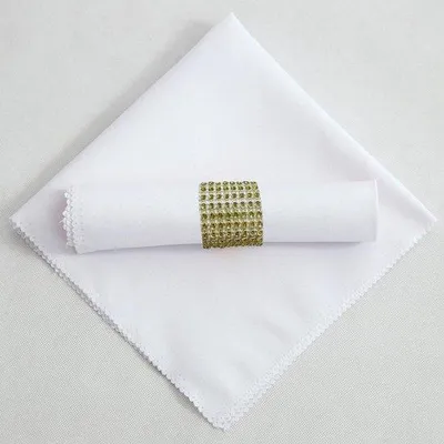Productafbeelding van Stoffen servetten, elegante set met servetringen - wit en goud