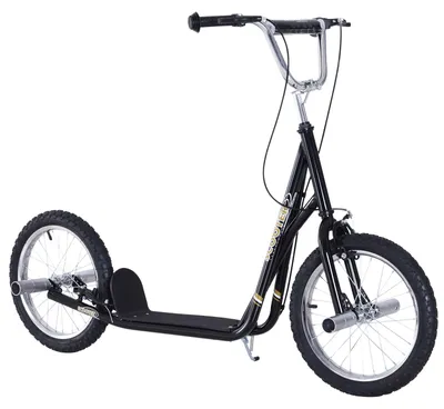 Produktbild von HOMCOM Kinderroller mit Luftreifen Scooter Tretroller Kickboard 16'' Schwarz