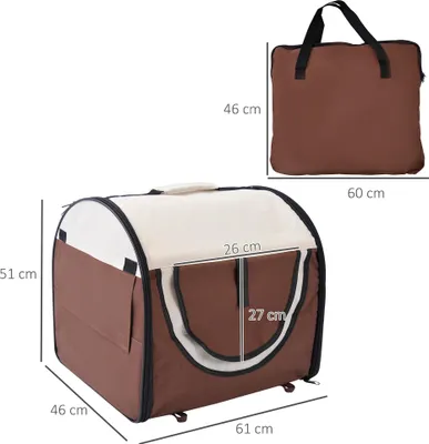 Image de PawHut Sac de transport pour chien caisse pliable pour chien caisse de transport chat respirant avec coussin d'agneau amovible 61 x 46 x 51 cm
