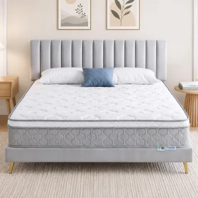 Immagine prodotto di Tribesigns, materasso a molle insacchettate, 160x200 cm, 9 zone, imbottitura in memory foam con gel, rivestimento in Lyocell, Öko-Tex, livello di comfort H3, 25 cm, traspirante, per l'assenza di sostanze nocive, colore grigio