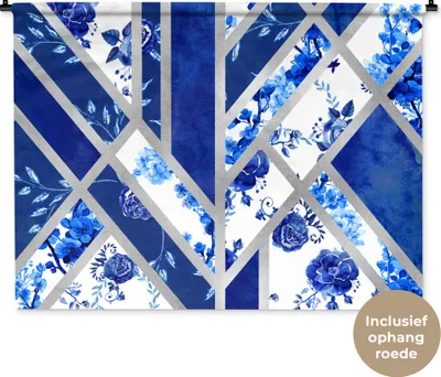 Produktbild von MuchoWow® Wandteppich Wandbehang Delfter Blau - Design - Abstrakt 150x112 cm Tapisserie Dekoration Wandtuch - Wanddecke - Wandteppiche