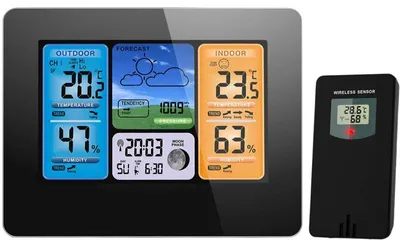 Image de Station météo numérique avec écran Thermomètre Capteur extérieur BD-902 noir