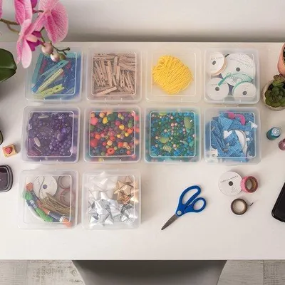 Produktbild von Famanu Organizer für Bastelbedarf 10er Set - Stapelbar, Transparent