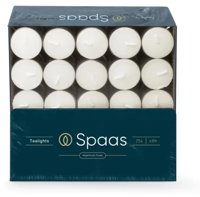 Produktbild von SPAAS Teelichter 75er-Pack, ± 8 Stunden - weiß