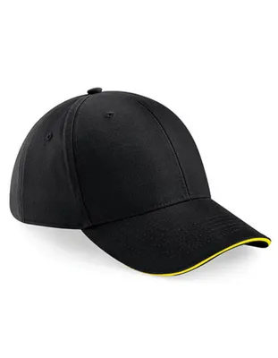 Produktbild von Beechfield B20 | Athleisure 6 Panel Cap - Farbe: Black/Yellow - Größe: One Size