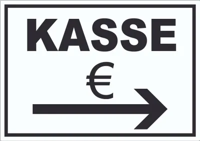 Produktbild von Kasse Aufkleber mit Pfeil nach rechts A9 (37x52mm)