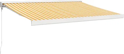 Image de vidaXL Marquise rétractable jaune et blanc 3x2,5 m Tissu et aluminium