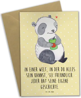 Produktbild von Mr. & Mrs. Panda babykarte Panda Depression - Gelb Pastell - Geschenk, osterkarte, Depressiv, Antriebslosigkeit, Stimmungstief, weihnachtskarten, osterkarten