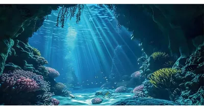 Produktbild von Aquarienhintergrund mit Unterwasserthema, 120 x 61 cm