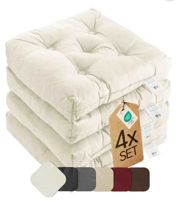 Produktbild von Sitzkissen Stuhlkissen Indoor & Outdoor 4er Set 42x42 cm - Creme - etérea Heidi Stuhl Kissen Auflage