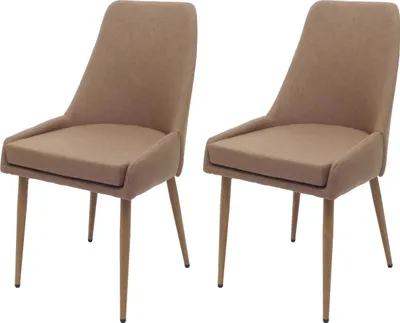 Image de lot de 2 chaises de salle à manger HWC-O27, chaise de cuisine rembourrée Chaise, tissu/textile (280g/m²) métal ~ marron