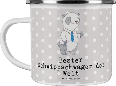 Produktbild von Mr. & Mrs. Panda Haferl Panda Bester Schwippschwager der Welt - Grau Pastell - Geschenk, Verwandtschaft, Familie, Geschenkidee, Teetasse, Blechtasse, Schwager, Pott