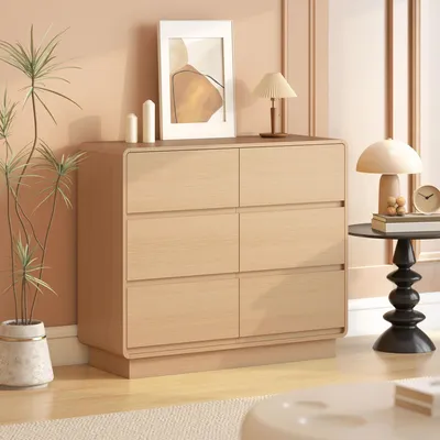 Produktbild von Sideboard mit 6 Schubladen, Kommode Buffetschrank, Anrichte MDF Naturholzoptik | 100 x 38 x 86 cm | 23,1 kg
