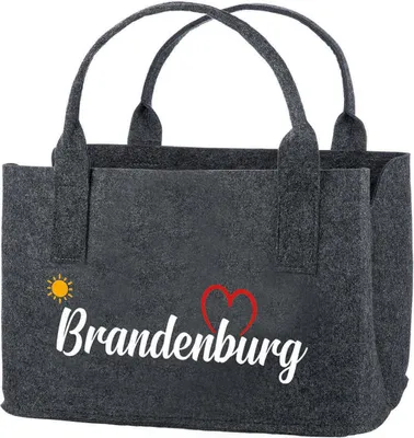 Image de Gilde Tasche, rechteckig, "Brandenburg", Herzmotiv, Schriftzug, Filz, grau, VE 4, L. 26 cm, B. 40 cm, H. 25 cm 44595 4063387445952