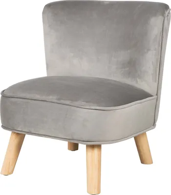 Produktbild von roba Kindersessel „Lil Sofa“, bequemer Sessel mit stabilen Holzfüßen und grauem Samtstoff