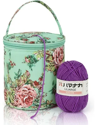 Productafbeelding van Mini-garenopbergzak voor kinderen en beginners, brei- en haakaccessoires, opbergdoos, diameter 14 cm, groen