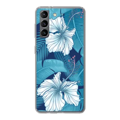 Produktbild von MuchoWow® Handyhülle Schutzhülle Hülle für Samsung Galaxy S21 Tropisch - Blumen - Blau Silikon Softcase Handy Hülle - Softcase