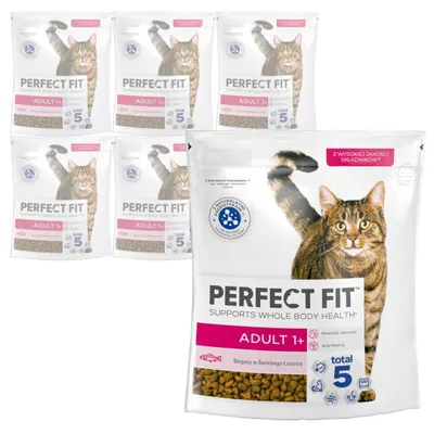 Zdjęcie produktu dla Perfect Fit Adult 1+ 6x750g Sucha Karma Dla Kotów Dorosłych Z Łososiem
